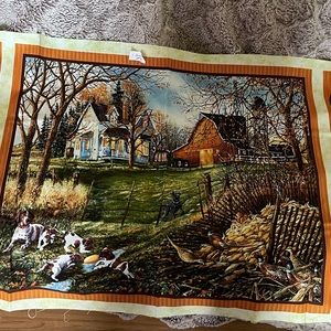 Sewing Fabric Quilting Material Quilt Block Country House Dogs Autumn Scenery
